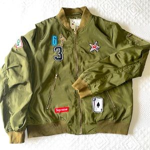 It Girl Logo Supreme Green Pilot Bomber Jacket